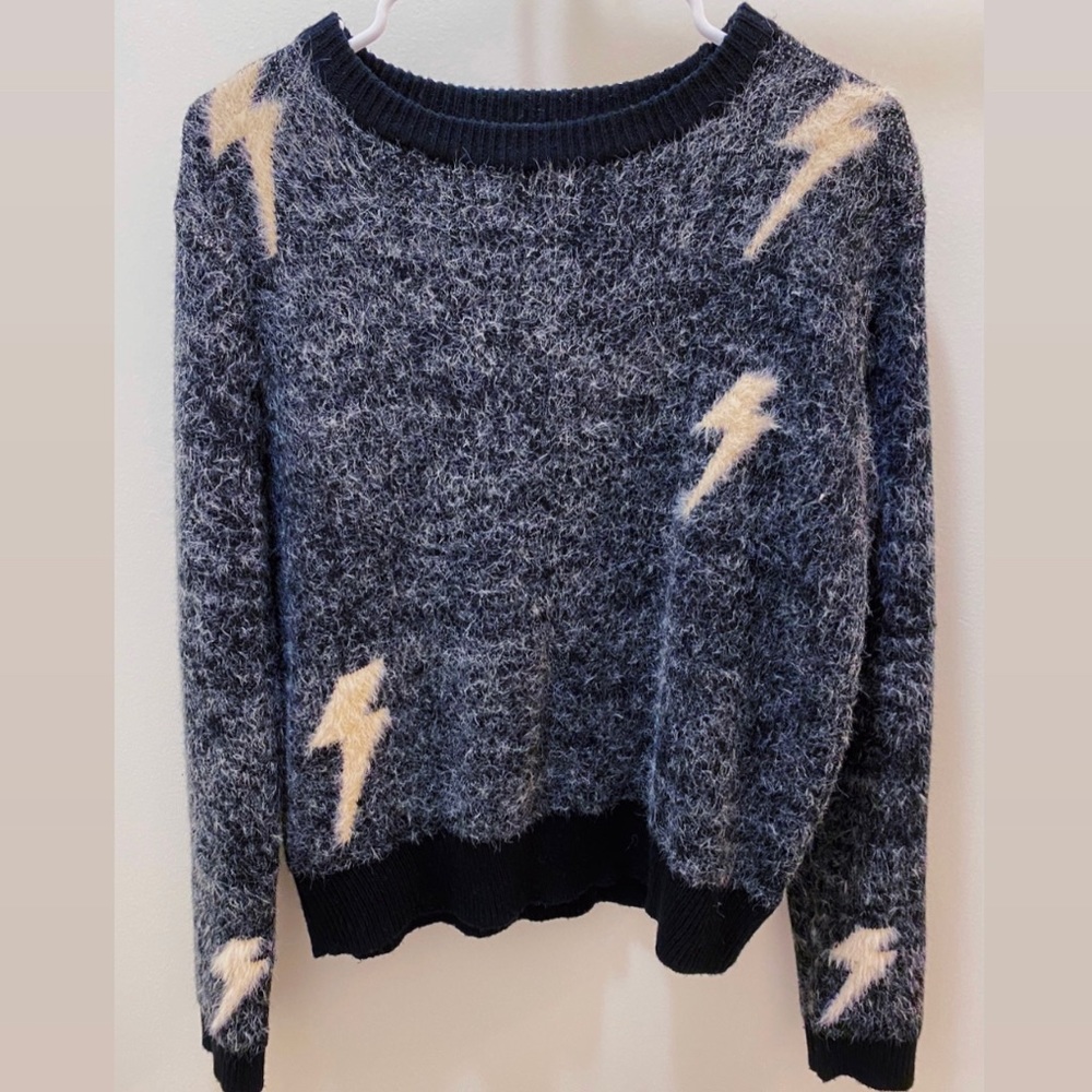 Black and white lightning bolt sweater